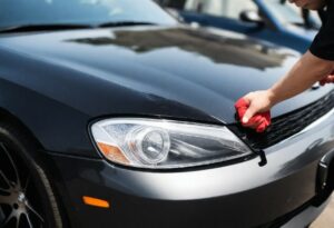 Car detailing process: Washing, polishing, and waxing to achieve a pristine finish.