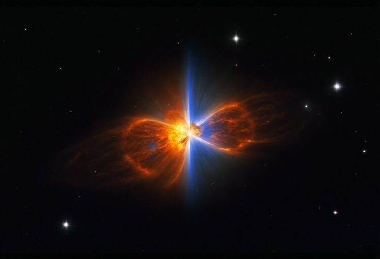 A colorful depiction of stars undergoing nuclear fusion, representing the process of stellar nucleosynthesis where lighter elements combine to form heavier ones, releasing energy.
